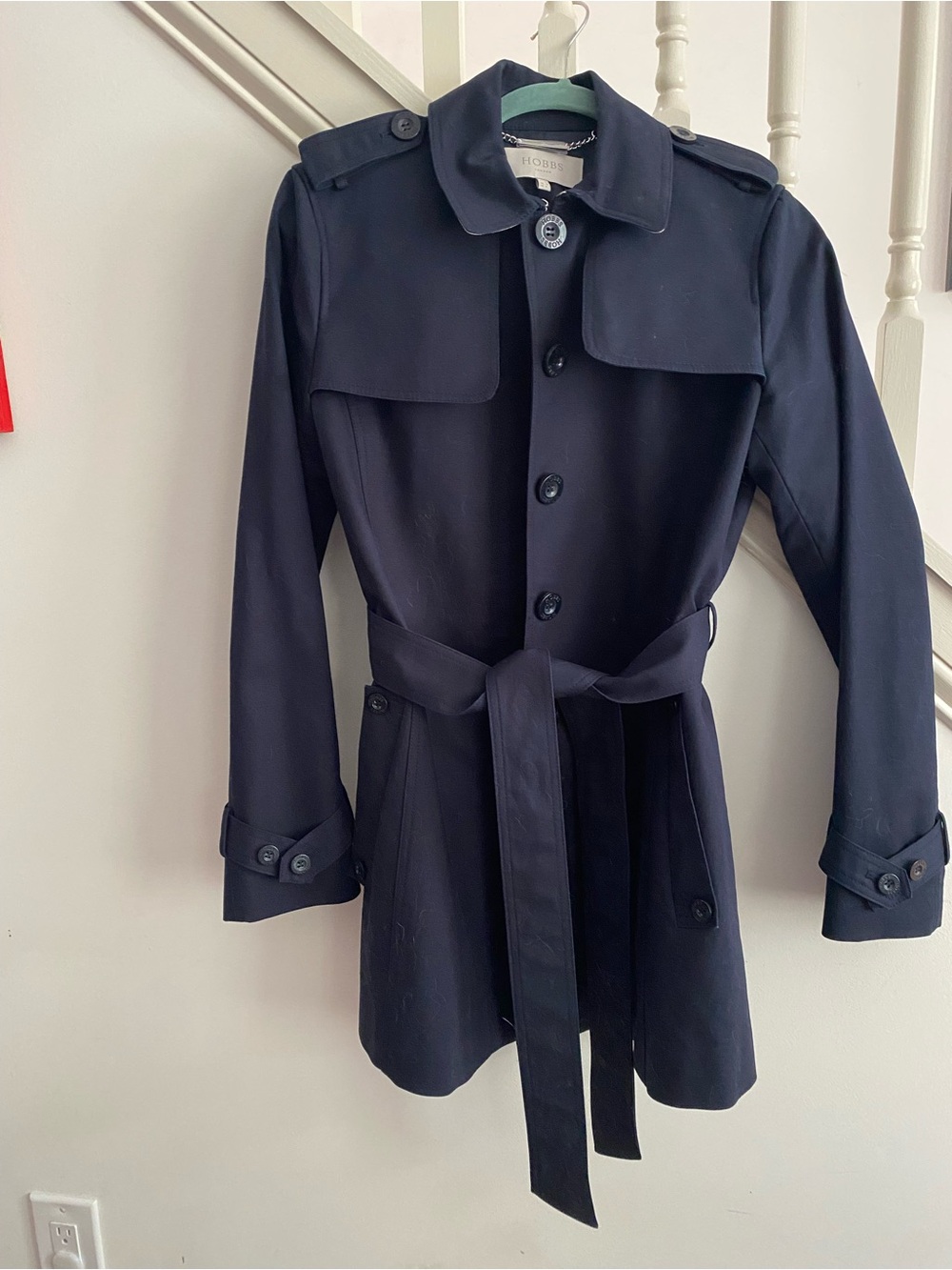 Hobbs Women's Navy Trench Coat with Belt size 6